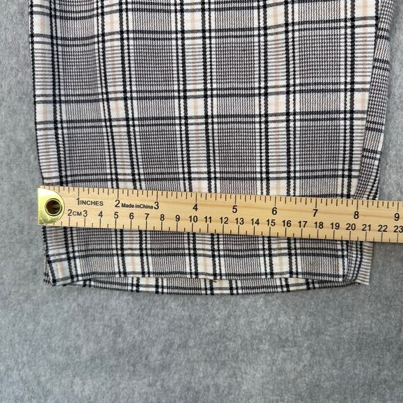 Ava & Viv Pants Black Cream Womens 20 Comfort Waist Highrise Plaid Tapered Crop - Picture 11 of 11